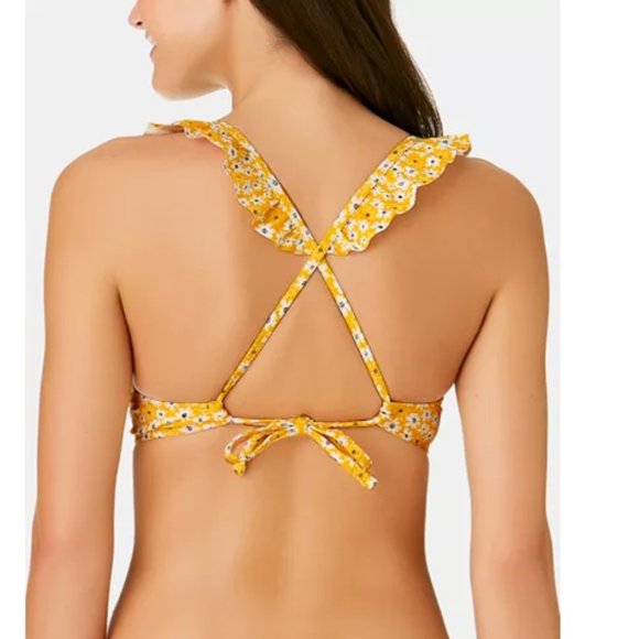 NWT California Waves Daisy Ruffle XBack Bikini Top - Picture 2 of 5